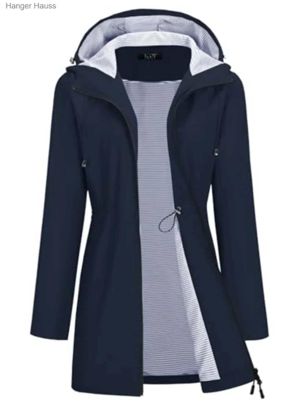 Waterproof Hooded Long Trench Raincoat for Women with Inner Lining